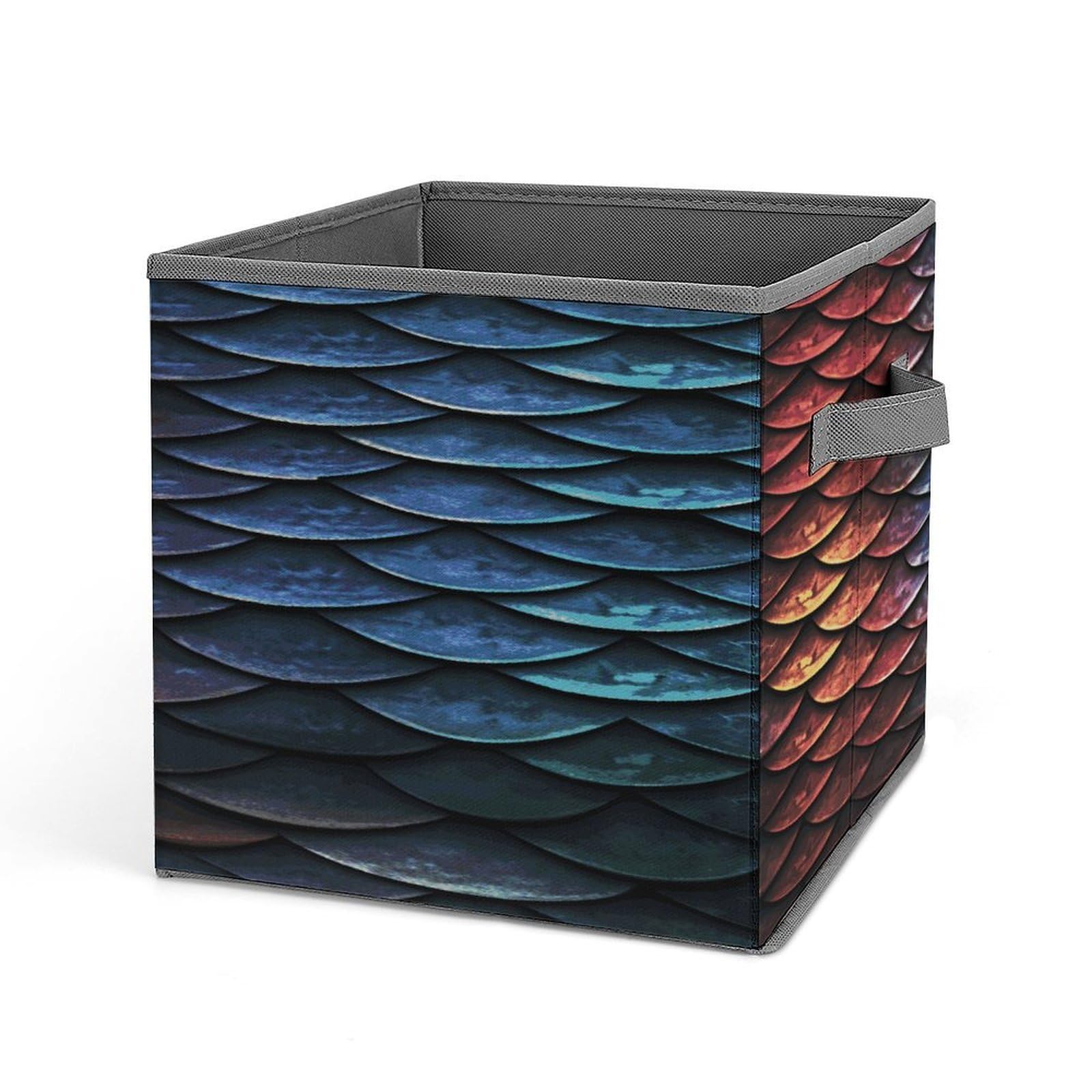 Fodpand Style Dragon Scale Storage Cubes Foldable Decorative Fabric, Storage Bins Baskets With Handles, Closet Organizers And Storage For Home, Office,Closet, Clothes