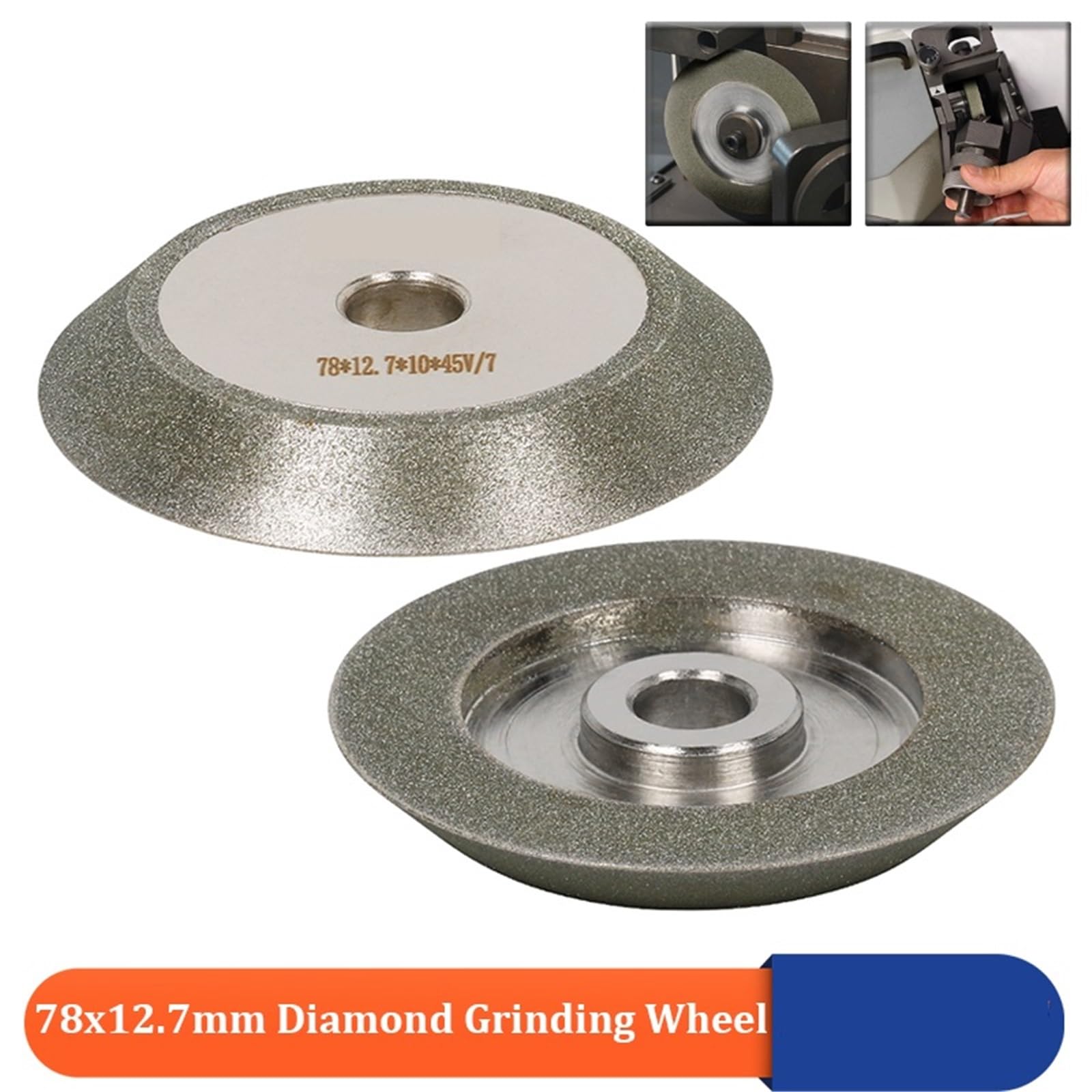 Disco de muela de diamante de 78 mm (3 pulgadas) for afilar fresas de acero de tungsteno y amoladoras.
