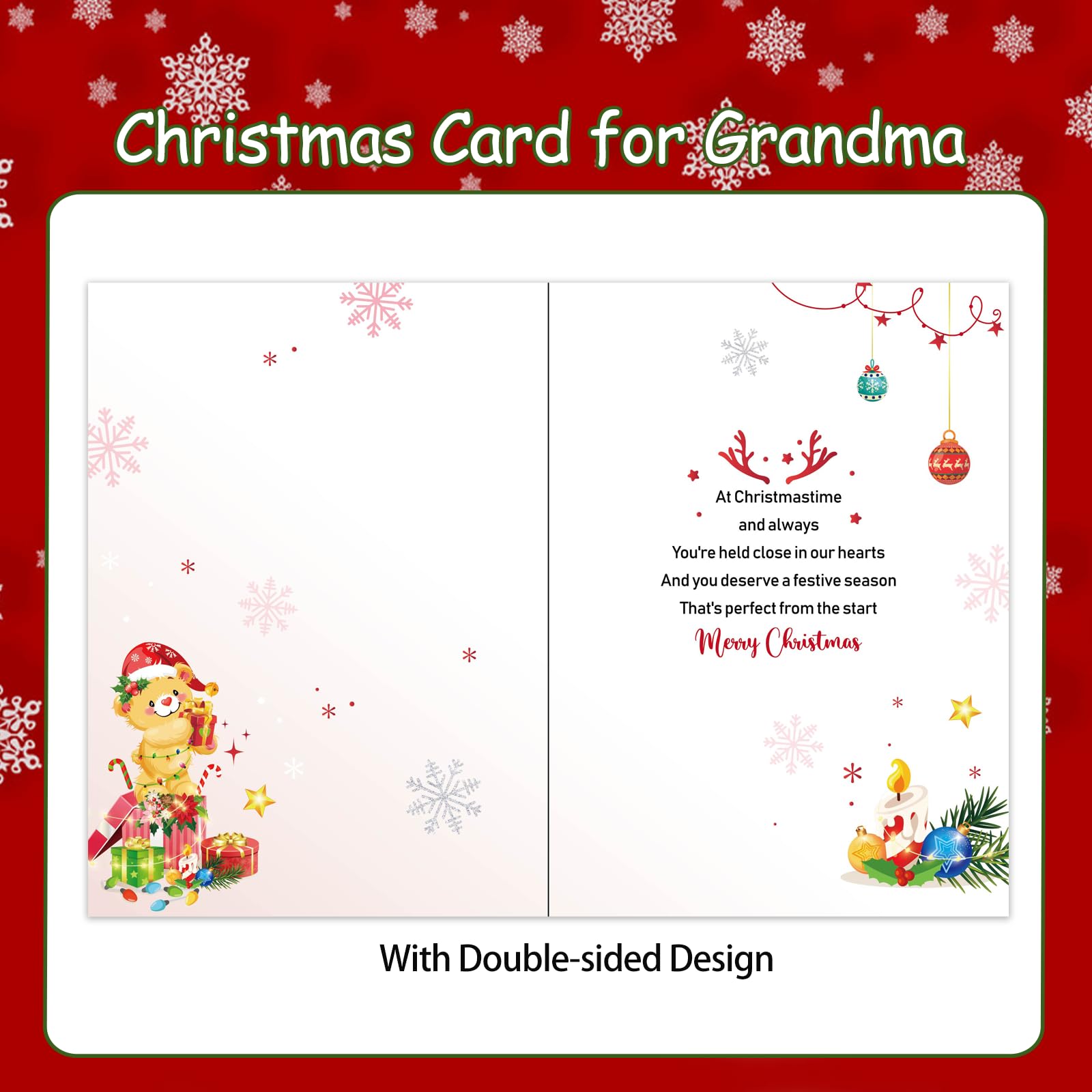 HOWAF Grandma Christmas Card, Xmas Card Grandma Gifts & Keyring, Gifts for Christmas - Image 4