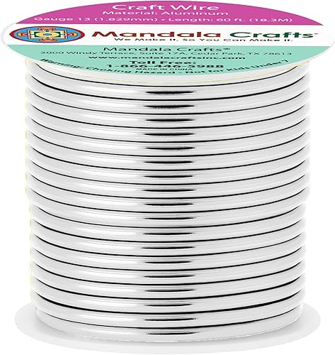 Vista 786 de Mandala Crafts Alambre de aluminio anodizado de calibre 8 para hacer joyas, alambre neutro flexible de color de 128 pies, flexible y flexible