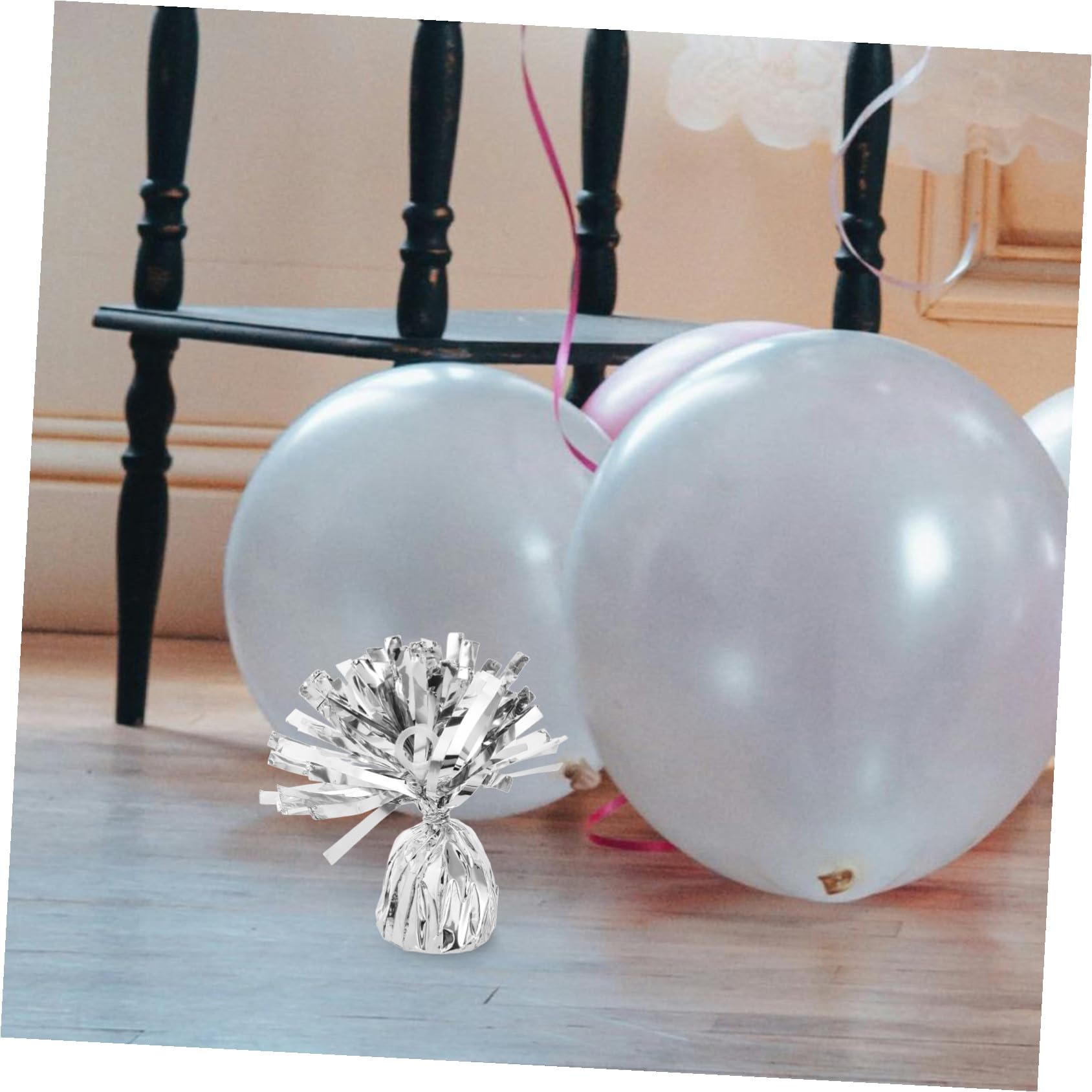 Garneck 6 Stück Schwere Ballongewichte aus Pet und Zement in Silber Elegantes Design zur Einfachen Befestigung für Hochzeits und Partydekorationen