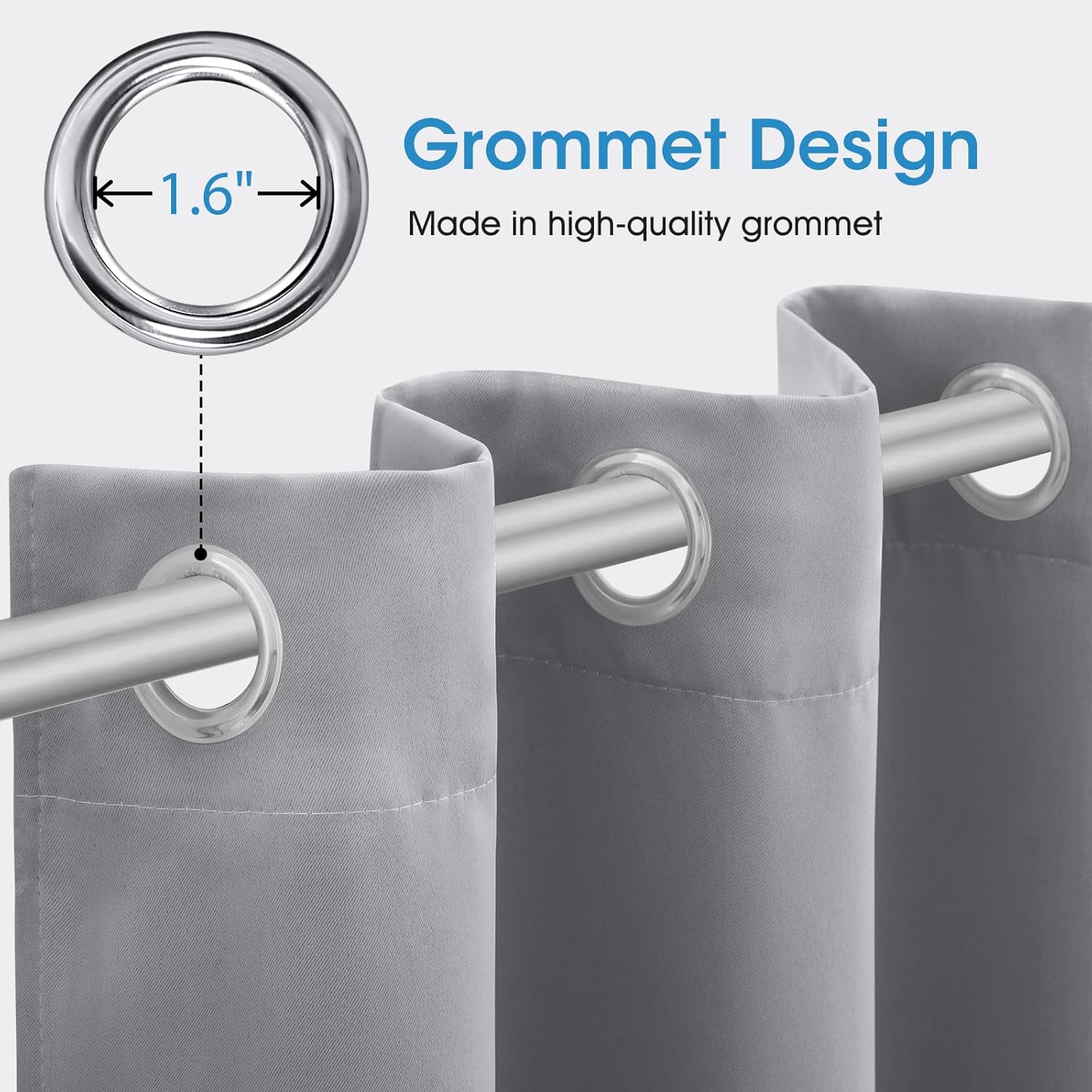 HOMEIDEAS Blackout Curtains for Bedroom 52 X 96 Inch Long 2 Panels Set Light Grey/Gray Room Darkening Curtains/Drapes, Soundproof Thermal Grommet Window Curtains for Living Room