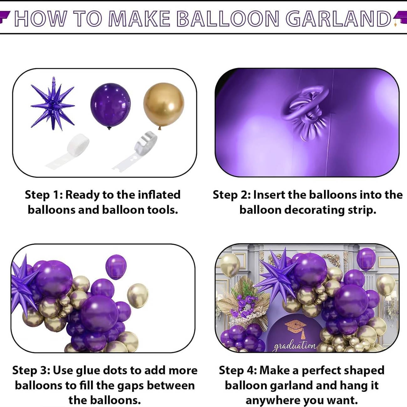 50pcs 12inch Gold and Purple Latex Helium Balloons,Gold Lilac Confetti Balloons for Party Decorations - Image 4