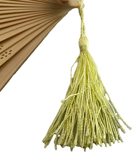 Miniatura 108 de FANSOF.FANS Abanico de mano plegable de mano de tela con borla de grado A, varillas de bambú para mujeres y niñas, fiesta de verano, eventos, Azul