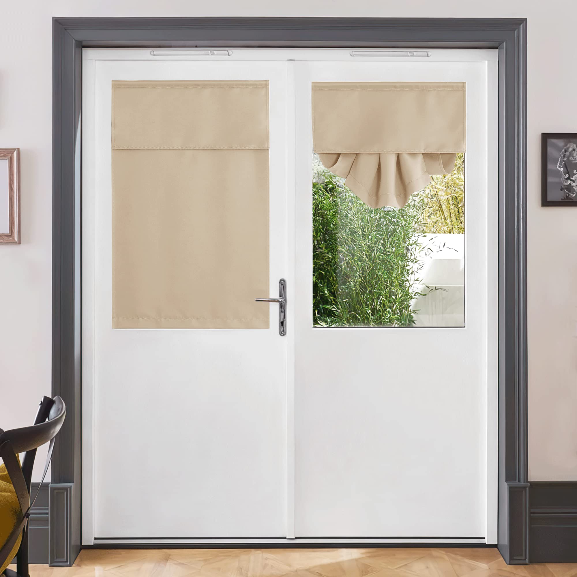 RYB HOME French Door Curtain - Privacy Thermal Insulated Door Window Curtain For Patio Front Tricia Sidelight Panel, W26 X L69 Inch, 1 Panel, Gray