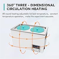 Vista 5 de LAB FISH Laboratory Digital Water Bath 6L Capacity Thermostatic Heater Heating Devices Stainless Steel Liner with Selectable Openings for Experiment