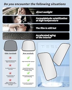 KKTR-CAR Windshield Sunshade Folding Blocks UV Rays Sun Visor Protector, Folding Front Window Sunshade Visor Compatible with Tesla Model X Windshield(2022-2026)