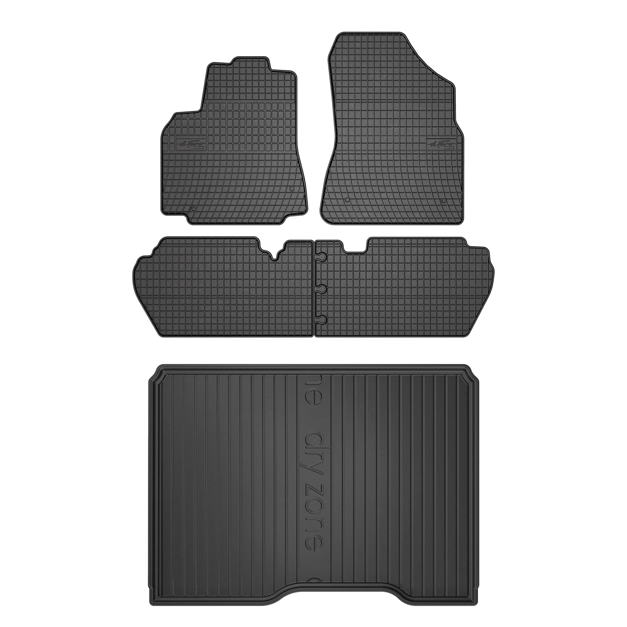 MOTOS Set de alfombrillas de goma y alfombrillas de maletero para Citroen Berlingo II 2008-2018 Mejora la comodidad de tus viajes con la alfombrilla antideslizante para coche ElToro- alfombrillas para