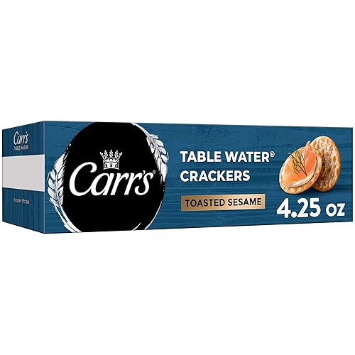 Carr's Galletas de agua de mesa, galletas horneadas, aperitivos de fiesta, sésamo tostado, caja de 4.5 onzas (1 caja)