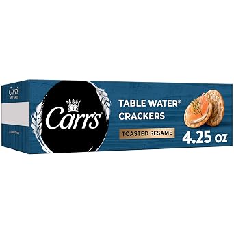 Carrs Table Water Crackers, Baked Snack Crackers, Party Snacks, Toasted Sesame, 4.5oz Box 1 Box
