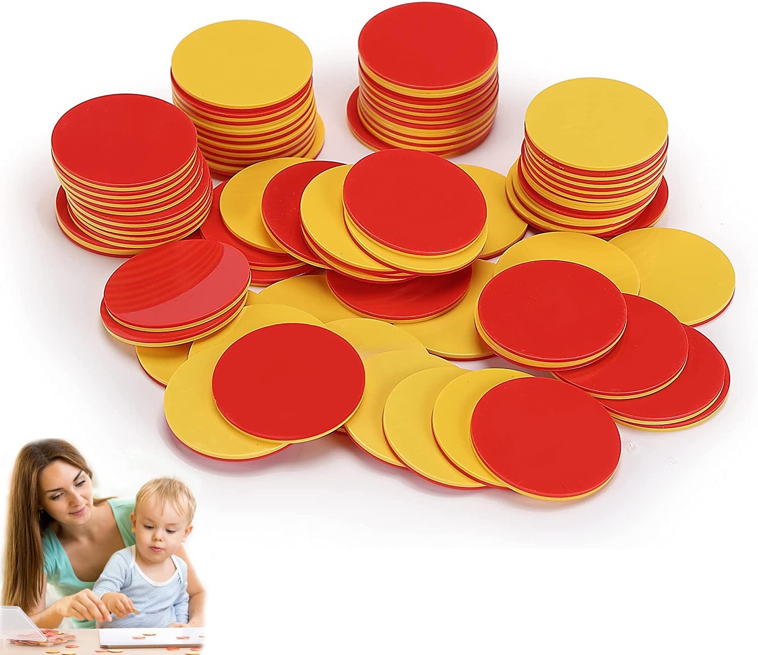 SYOSI Two Color Counters, 100 pcs, Counters for Kids Math, Counters, Math Counters, Red and Yellow Counters, Math Counters for Kids, Counting Chips, Counters for Math