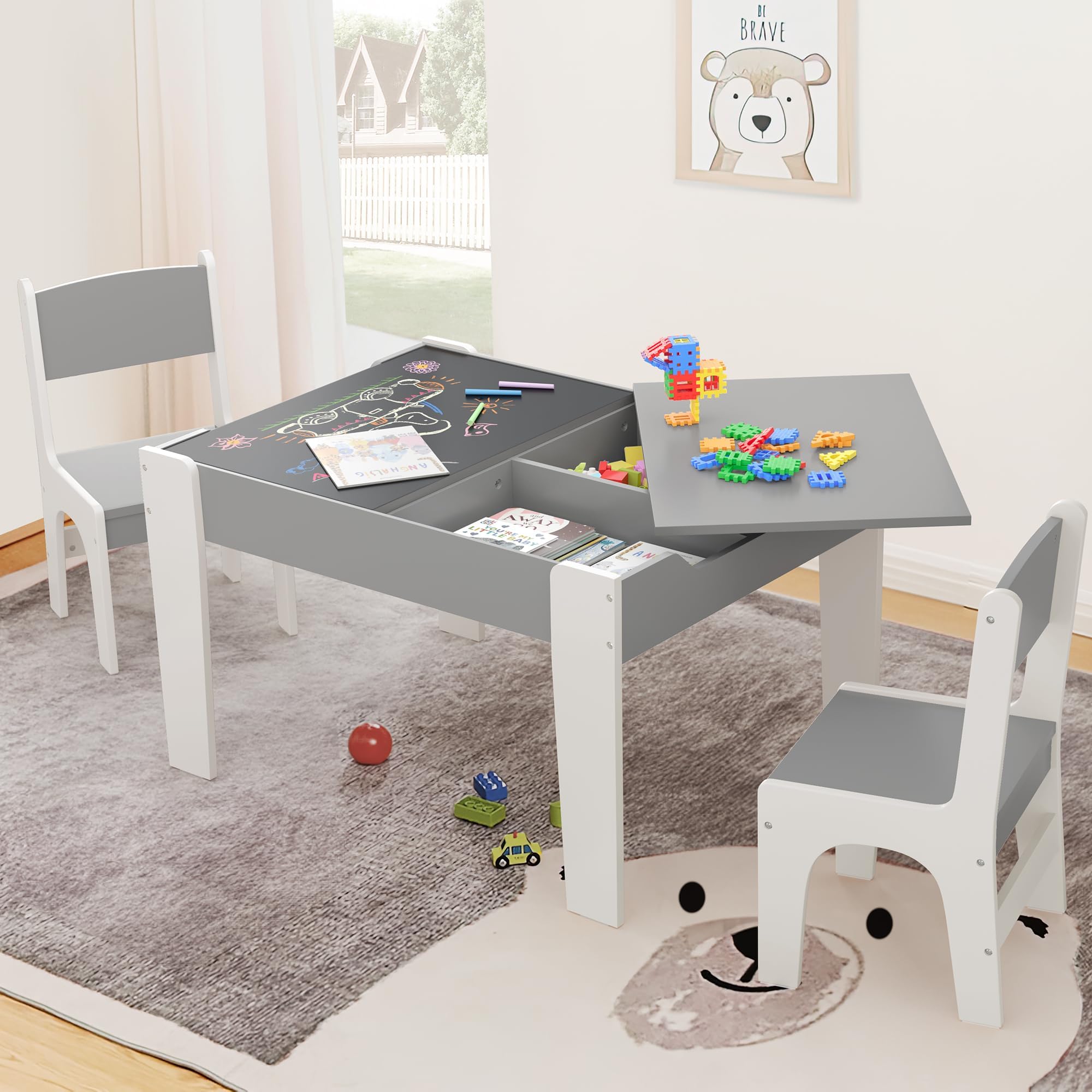 Lalo Table And Chairs Guidecraft Art Station: Wooden Activity Desk