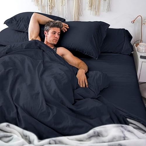 Miniatura 3 de Pillow Guy Luxe Soft & Smooth - Juego de sábanas de 6 piezas 100% Tencel, tamaño matrimonial, azul, 6 piezas