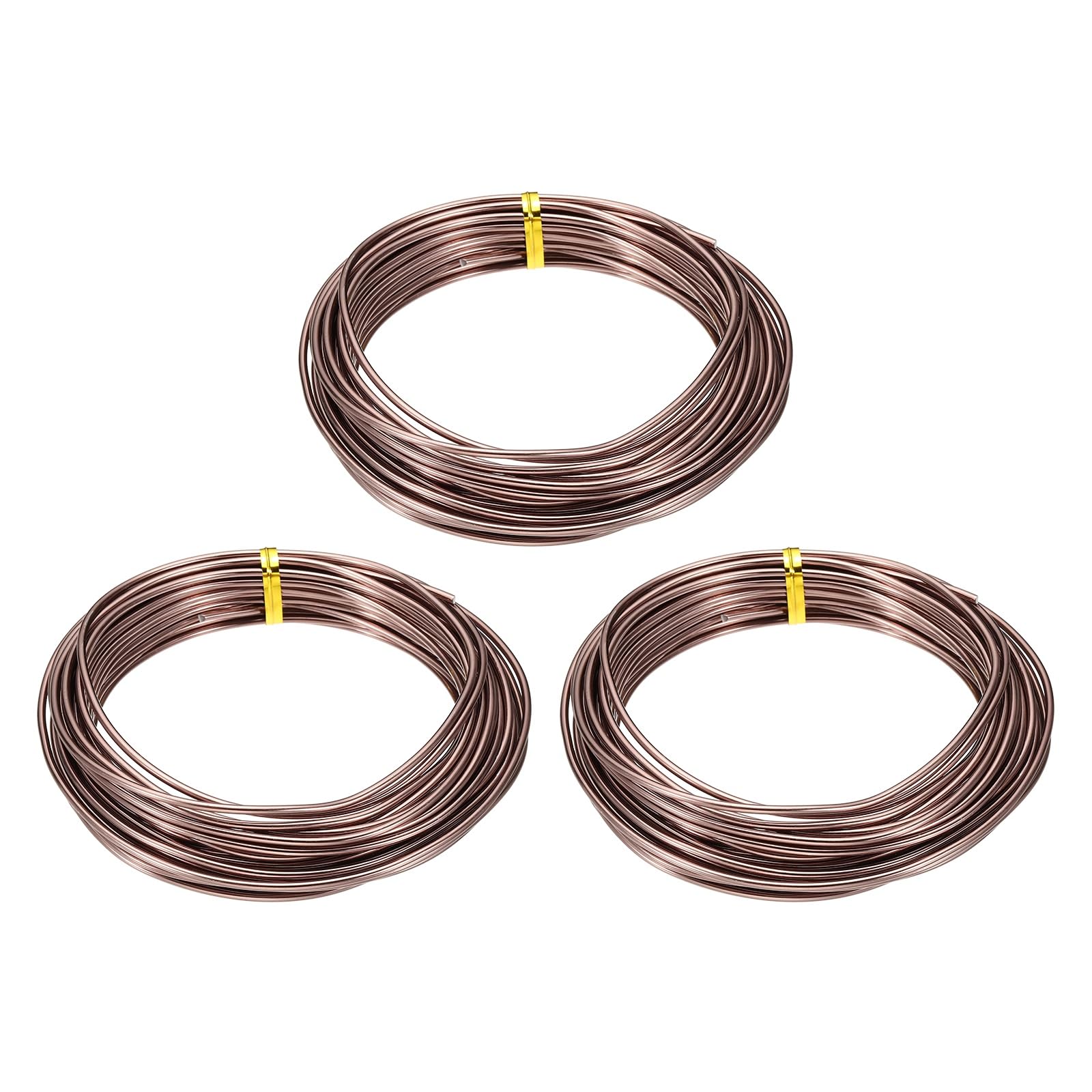 sourcing map 3 Roll Bonsai Wire 2mm Each Roll 32.8ft (10m) Anodized Aluminum Bonsai Wire for Gardening Tree Branch Fixing DIY Crafting, Brown