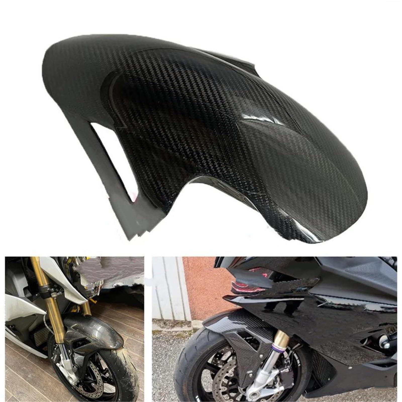 parafango Per F900R F900XR S1000XR S1000R S1000RR 2015-2024 Moto In Fibra Carbonio Non Verniciato Parafango Anteriore Guardia(Black Carbon Fiber)