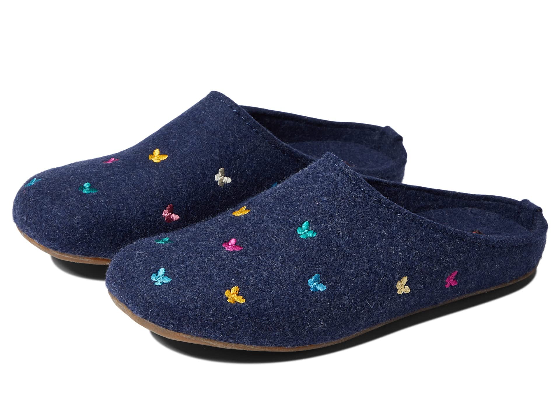 HAFLINGER Fafalline Wool Felt Butterfly Motif Womens Slip On Mule Slippers Unisex