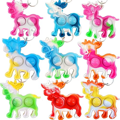 Paquete de 24 mini juguetes para ansiedad de vaca a granel para niños y niñas, suministros de fiesta de cumpleaños y premios de recompensas para