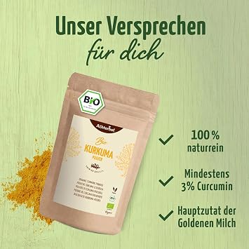 Golden Milk Mixture Organic Set of 3 - Maxi 3 x 1000 g The Storage Package for the Perfect Golden Milk with Turmeric Barley Grass and Rose Hip Powder from Achterhof