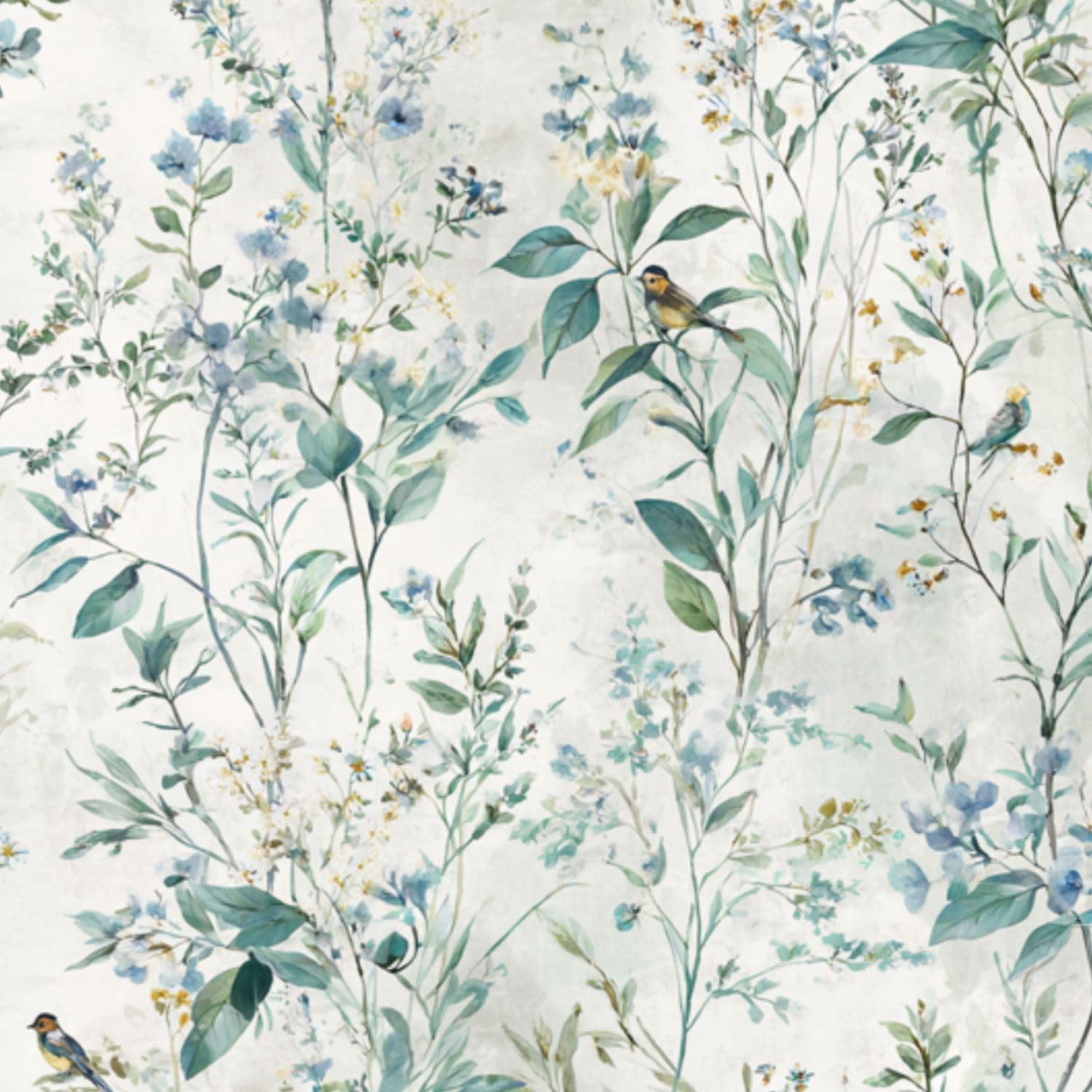 DERUINVAIO Self Adhesive Feature Removable Antique Botanical Wildflower Peel and Stick Vinyl Wallpaper Roll, Sticky Lining Paper for Bedroom, Living Room, Kitchen Walls