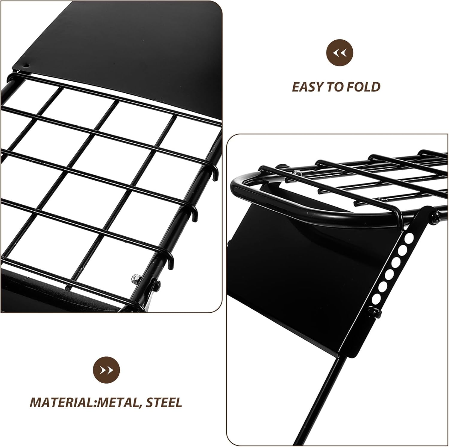 Portable Folding Camping Table Small Metal Outdoor Grill Table Adjustable Height Mesh Top for Hiking Beach BBQ Picnic