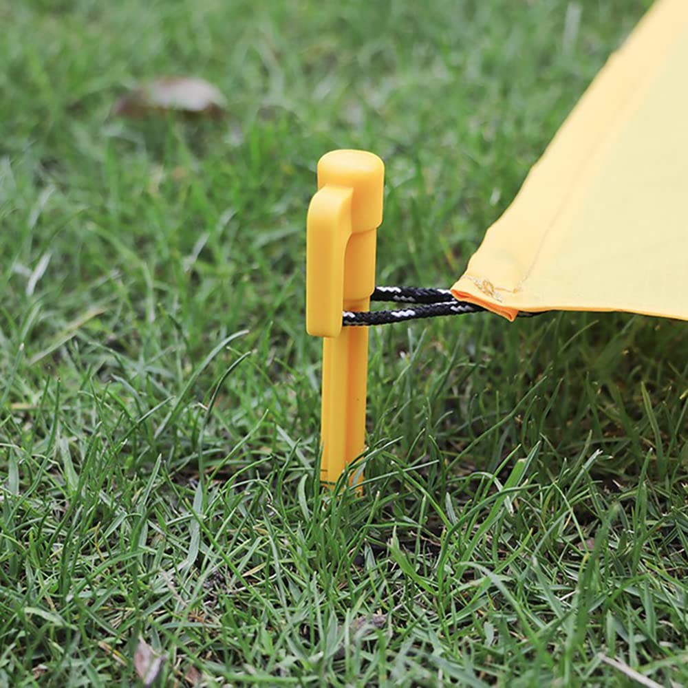 Picchetti Da Tenda In Plastica Resistente Hikemax – Confezione Da 12 – Lunghi 22,5 Cm Con Custodia In Tessuto – Ideali Per Spiaggia, Campeggio E Teloni – Colore Giallo Fluorescente - 3