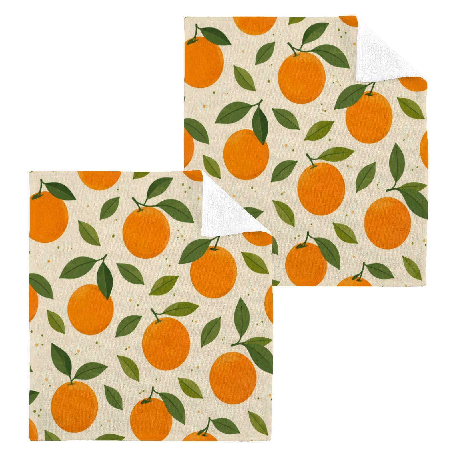 BOESI Orange 12x12in Cotton Washcloth,Soft Absorbent Face Towel