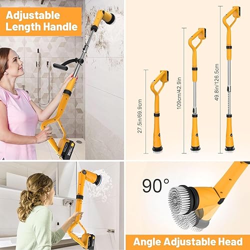 Miniatura 4 de Limpiador eléctrico giratorio de 1500 RPM para batería Dewalt de 20 V (sin batería), limpiador de ducha eléctrico para