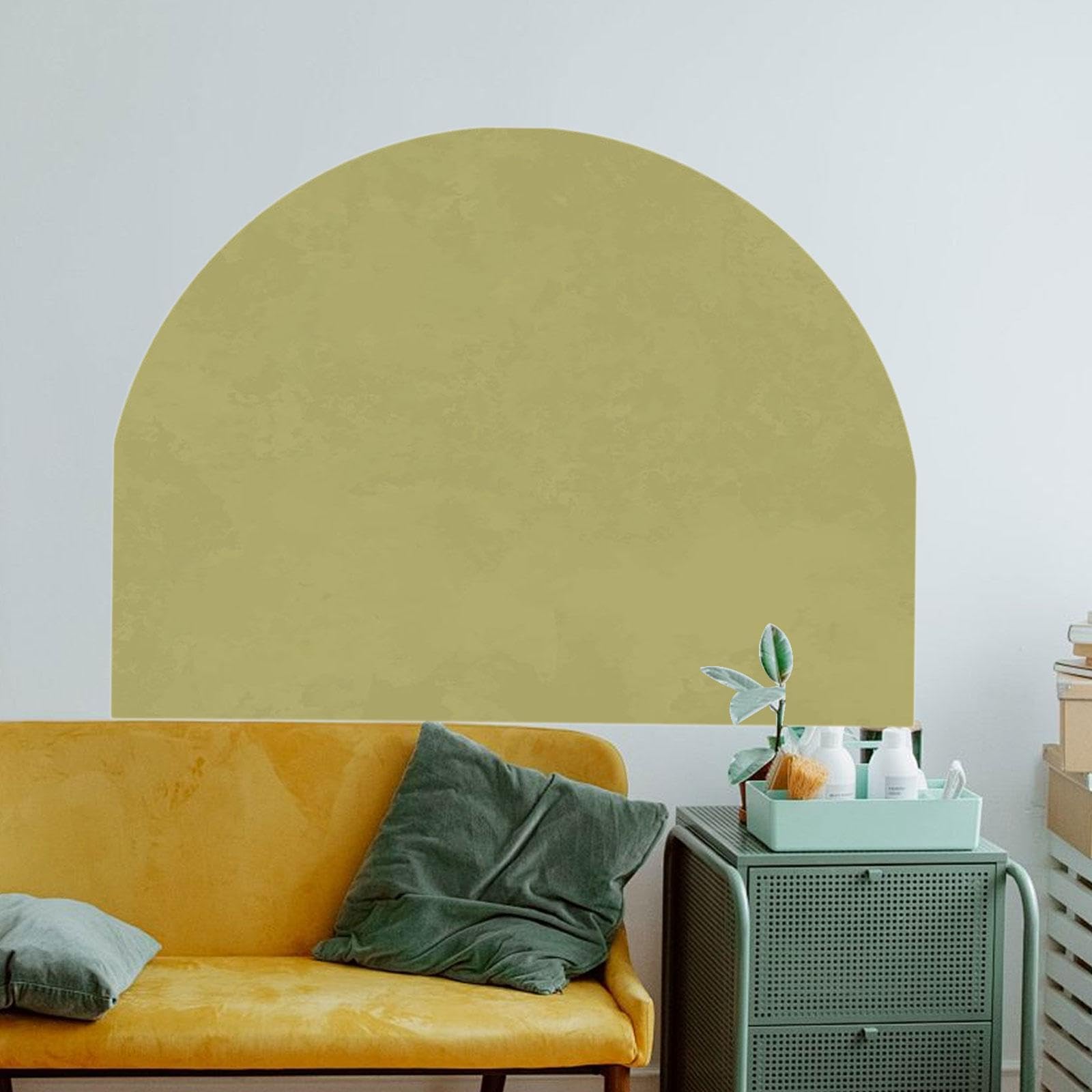 de Pared con Forma de Arco, de PVC, con Diseño Geométrico, Resistente Al Agua, Estilo Bohemio, Removible Y Adecuado para Sala de Estar, Dormi, Amarillo Verde, Individual