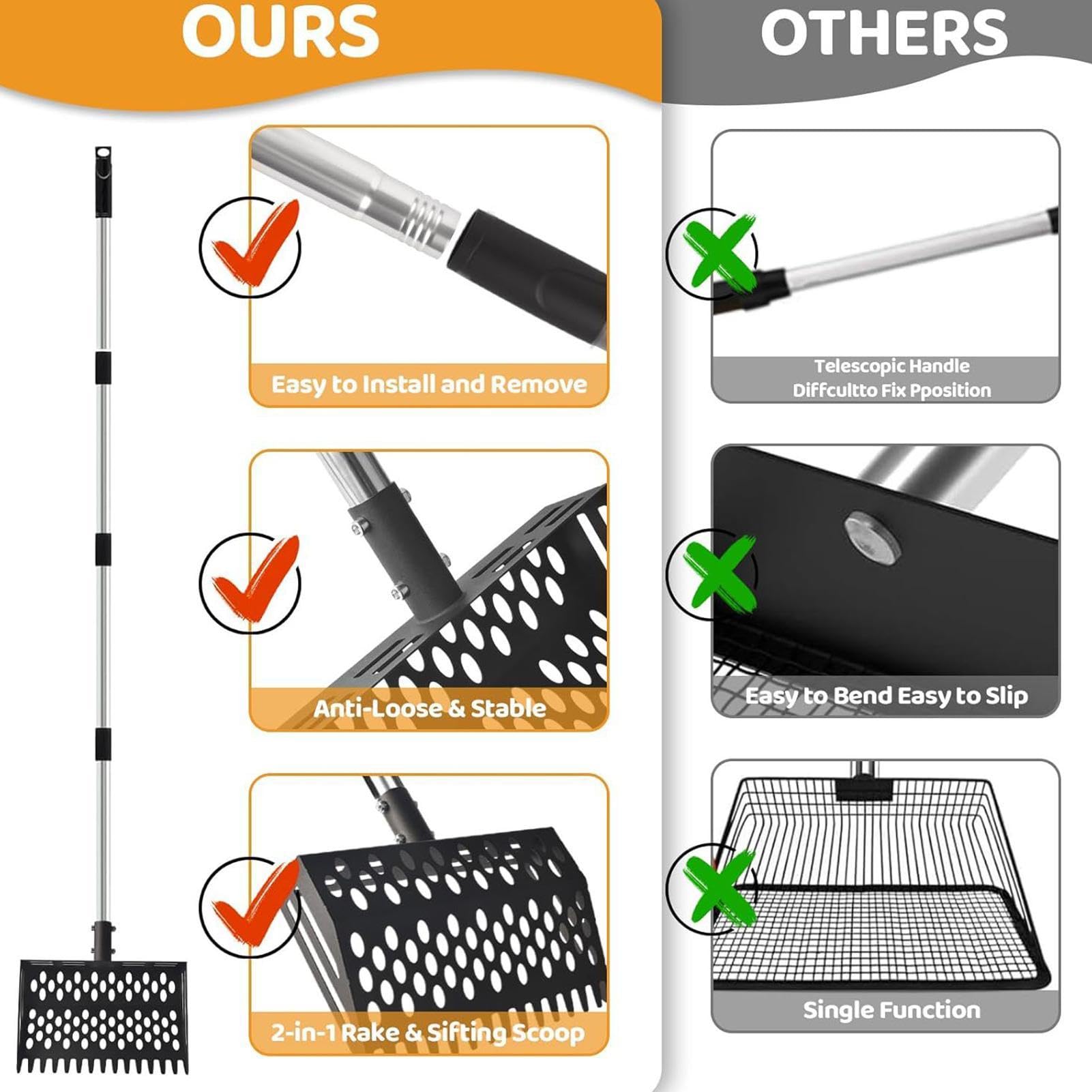 Generisch Extractor de excrementos de gallinero – Pala de metal y arena – colador de arena para ponis hámsters cabras conejos perros gatos patos patio trasero granjas granjas granjas