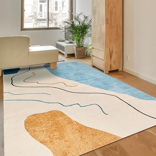 Miniatura 2 de Glamtex Alfombra de área lavable de 5 x 7 pies, fácil cuidado, alfombras bohemias para dormitorio, antideslizante y resistente a las manchas,