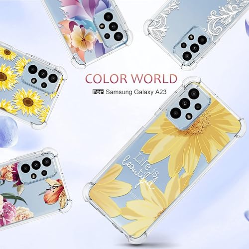 Miniatura 6 de Osophter Funda para Samsung Galaxy A23, transparente, esquinas reforzadas, TPU absorción de golpes, flexible para Samsung Galaxy A23 5G4G (flor de