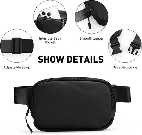 Miniatura 2 de Riñonera para mujeres y hombres, bolsas cruzadas para mujer a la moda, bolsa de cinturón con correa ajustable para entrenamiento, correr, viajar,