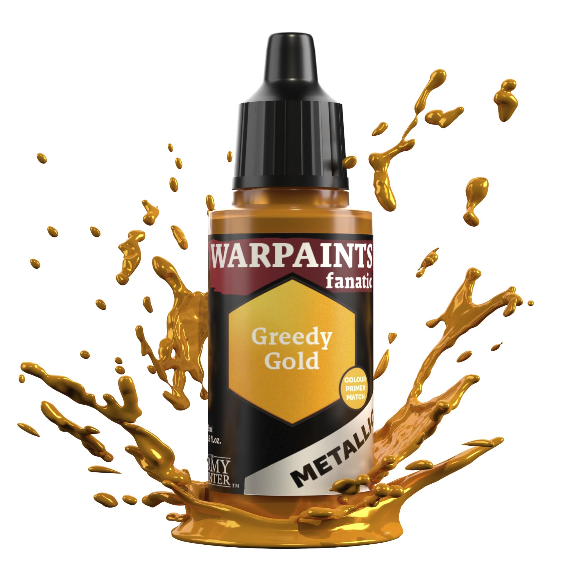 The Army Painter Gold Warpaints Fanatic Metallics Greedy Single Acrylics, Miniature Hobby Painting, Quality Paint For Miniature Wargaming