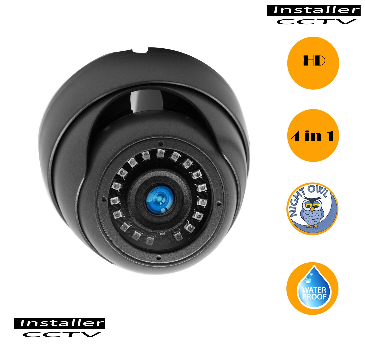 InstallerCCTV Security CCTV Dome Camera, 1080P AHD CVI TVI 960H, Day Night Vision 18 Laser LEDs IP66 Analog Outdoor Indoor Wide Angle 3.6mm 3.0 Megapixels Lens