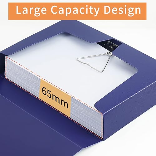 Miniatura 10 de HUA JIE Paquete de 2 cajas de almacenamiento A4, 2.559 in, caja de almacenamiento de documentos con clip de metal para oficina y escuela, color negro