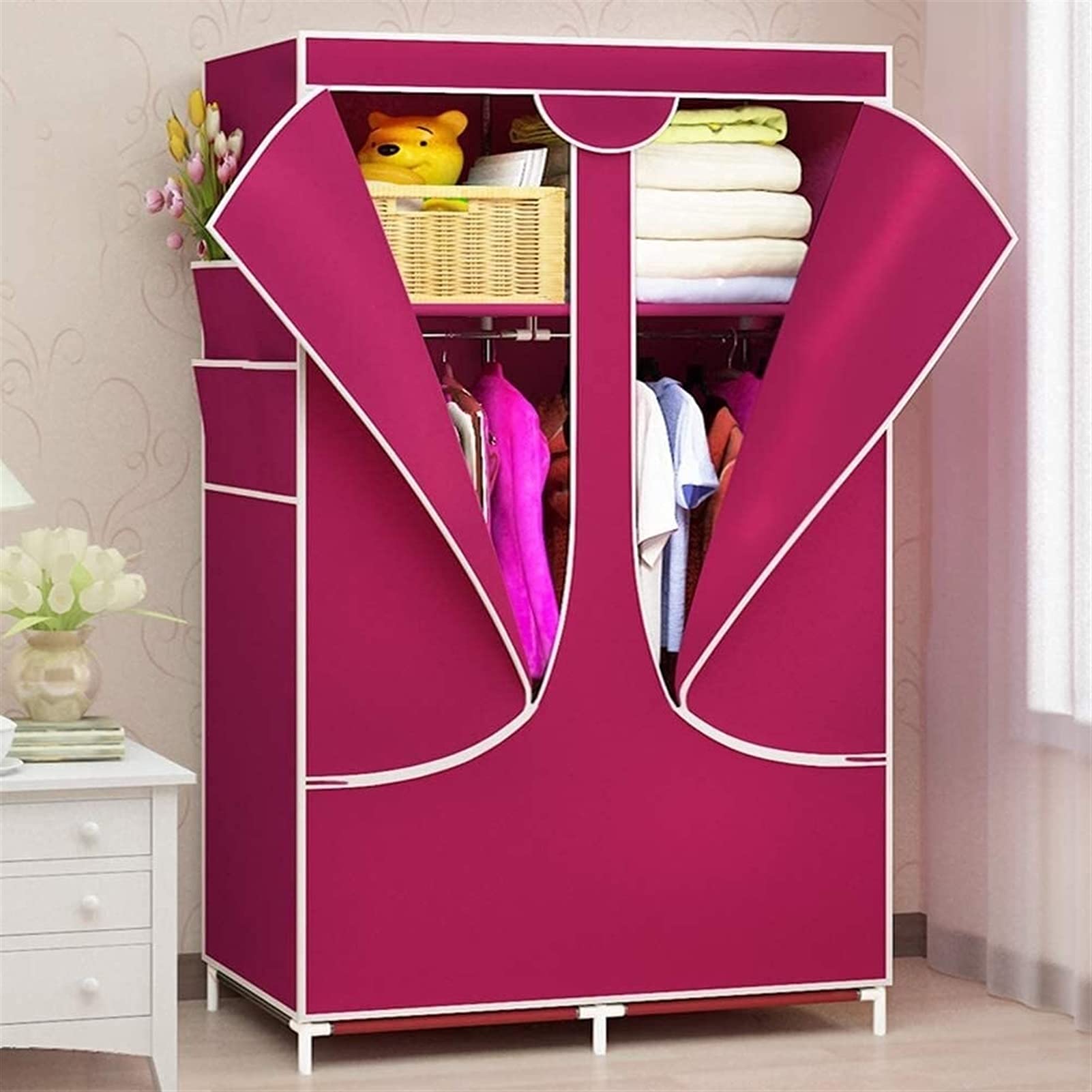 Tragbarer Kleiderschrank, Stoff-Kleiderschrank, Kleiderschrank, Schlafzimmer, zusammengebaut, einfacher Stoffschrank, einfacher Hänge-Kleiderschrank, Reißverschluss, vollständig ve