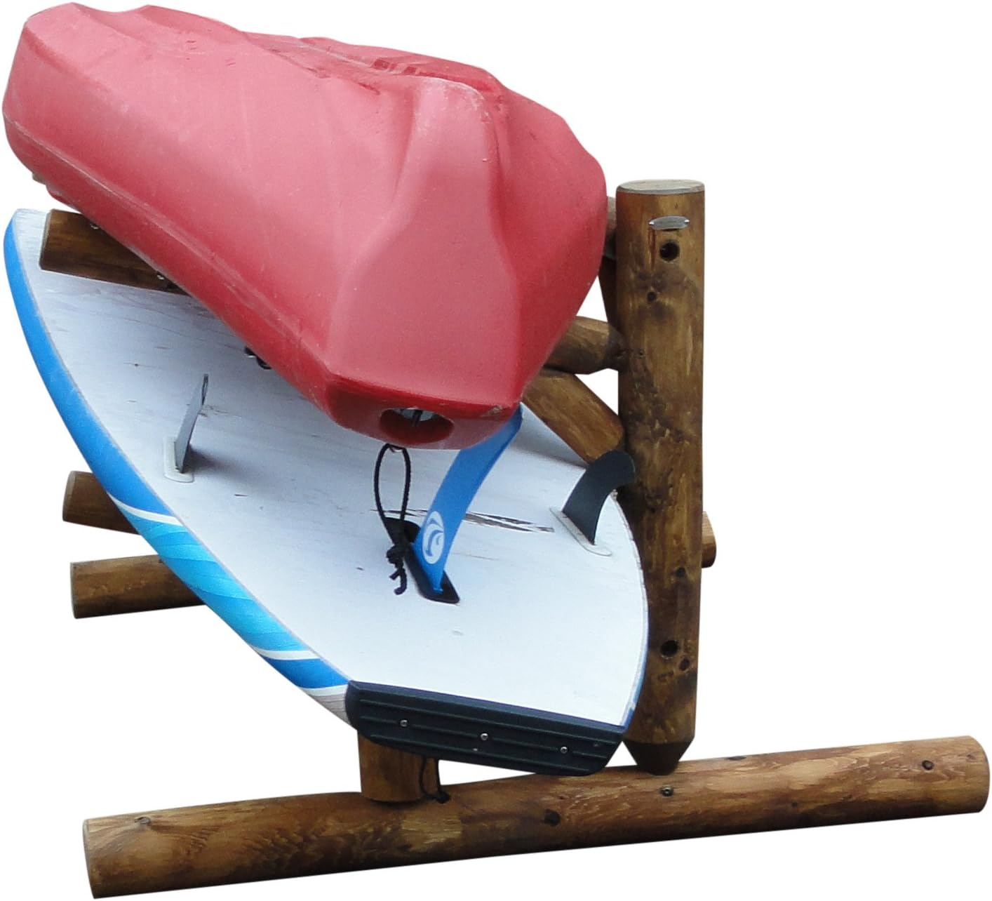 Log Kayak Rack 2-Place One-Sided Canoe Racks Free-standing Kayak Racks, Heavy Duty Storage Surfboard Stand, 45H x 48D x 53W inch Canoe Stand or SUP Storage Rack, SUP Boards - Canyon Brown