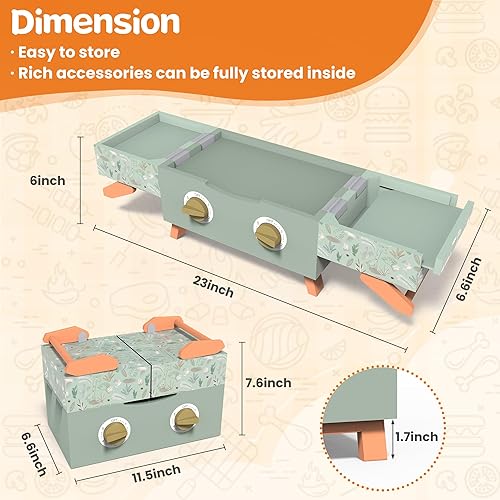 Miniatura 4 de Juego de parrilla de madera para niños, juego de cocina de barbacoa para niños, juego de parrilla con simulación de sonido, juguetes de cocina para