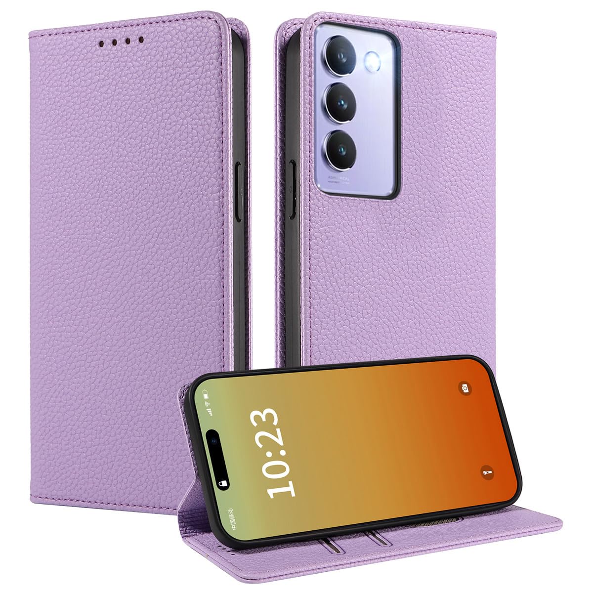 Leder-Hülle Für Vivo V40 5G Mit Magnetverschluss – 2 Kartenfächer, Stoßfest, Als Standfuß Nutzbar