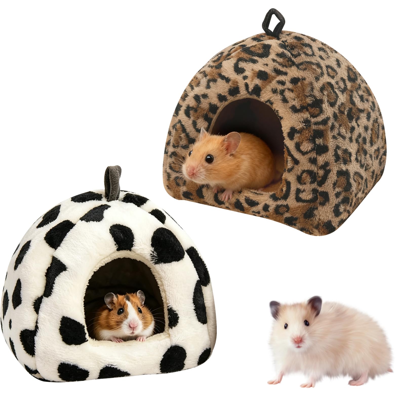 FOSDICK 2 PCS Guinea Pig Hide, Warm Coral Fleece Guinea Pig Bed, 15 x 15 cm