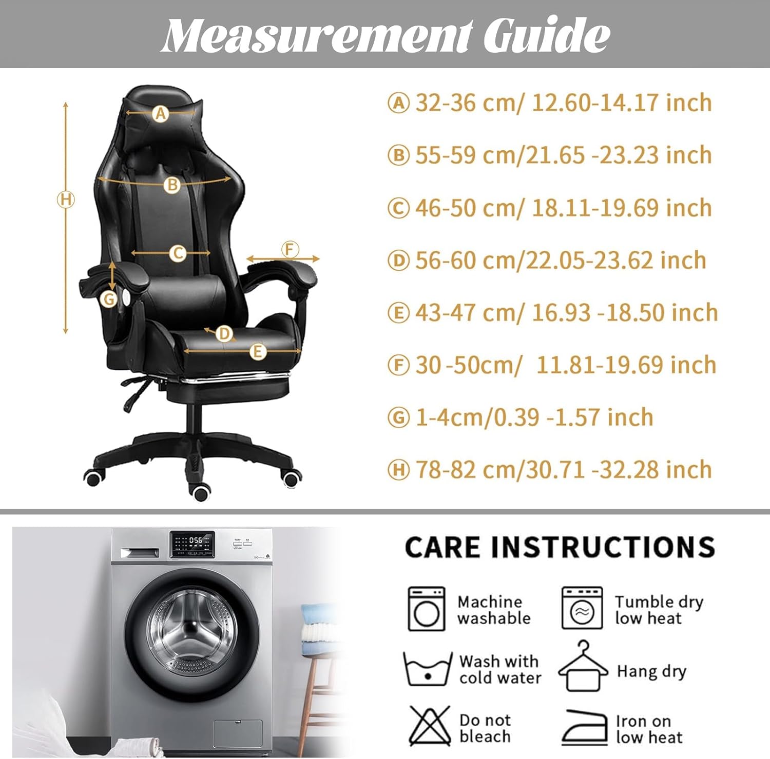 Gaming Chair Covers with Armrest Covers, Stretchable Gaming Computer Office Chair Seat Covers Slipcovers with Zipper Universal Ergonomic Rotating Armchair Covers(Style G-2)