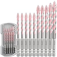 Vista 8 de CATITO Juego de brocas para hormigón multidiente, 10 piezas, broca de mampostería de varios dientes, punta de carburo, broca de vástago hexagonal