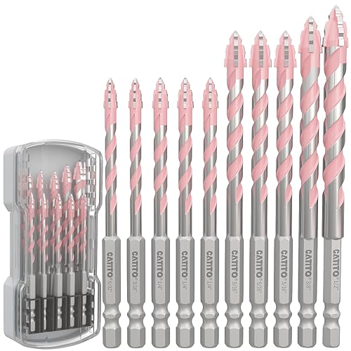 Miniatura 8 de CATITO Juego de brocas para hormigón multidiente, 10 unidades, mango de 5.92 pulgadas, broca de mampostería de varios dientes, punta de carburo,