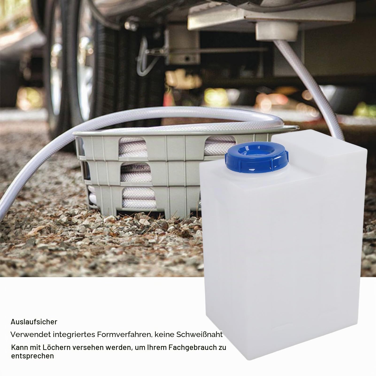 Camping Wasserkanister, 50L Kunststoff Wasserbehälter Trinkwasser Behälter Wasserkanister RV Wassertank, Hitzebeständiger PE Wassertank für Wohnmobile, Anhänger, Boote, Yachten, 15 X 11 X 19,5 Zoll