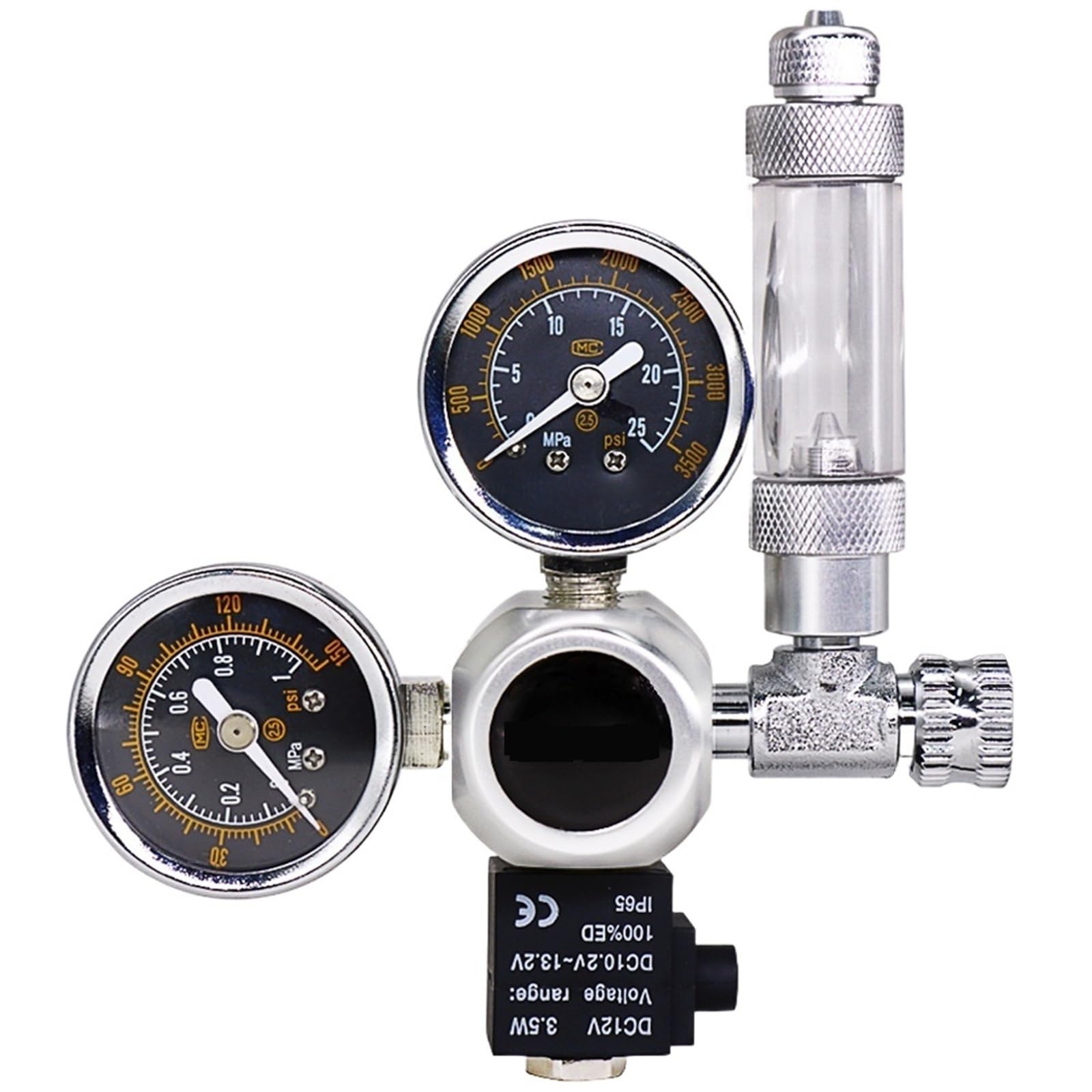 DC 12V Aquarium CO2 Regulator Magnetic Solenoid Kit DIY Fish Tank Bubble Counter Control System Pressure Reducer Check Valve(100V-240V - US Plug,CGA320)