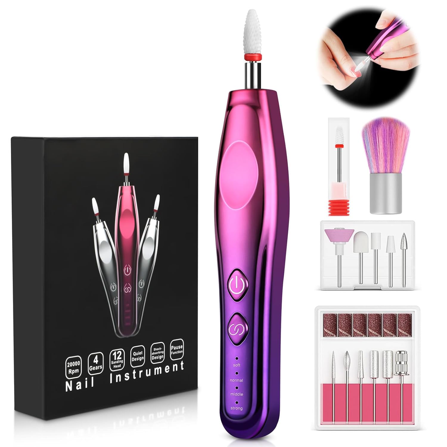 Electric Nail File 12 in 1 Kit Acrylic Nail Drill for Gel