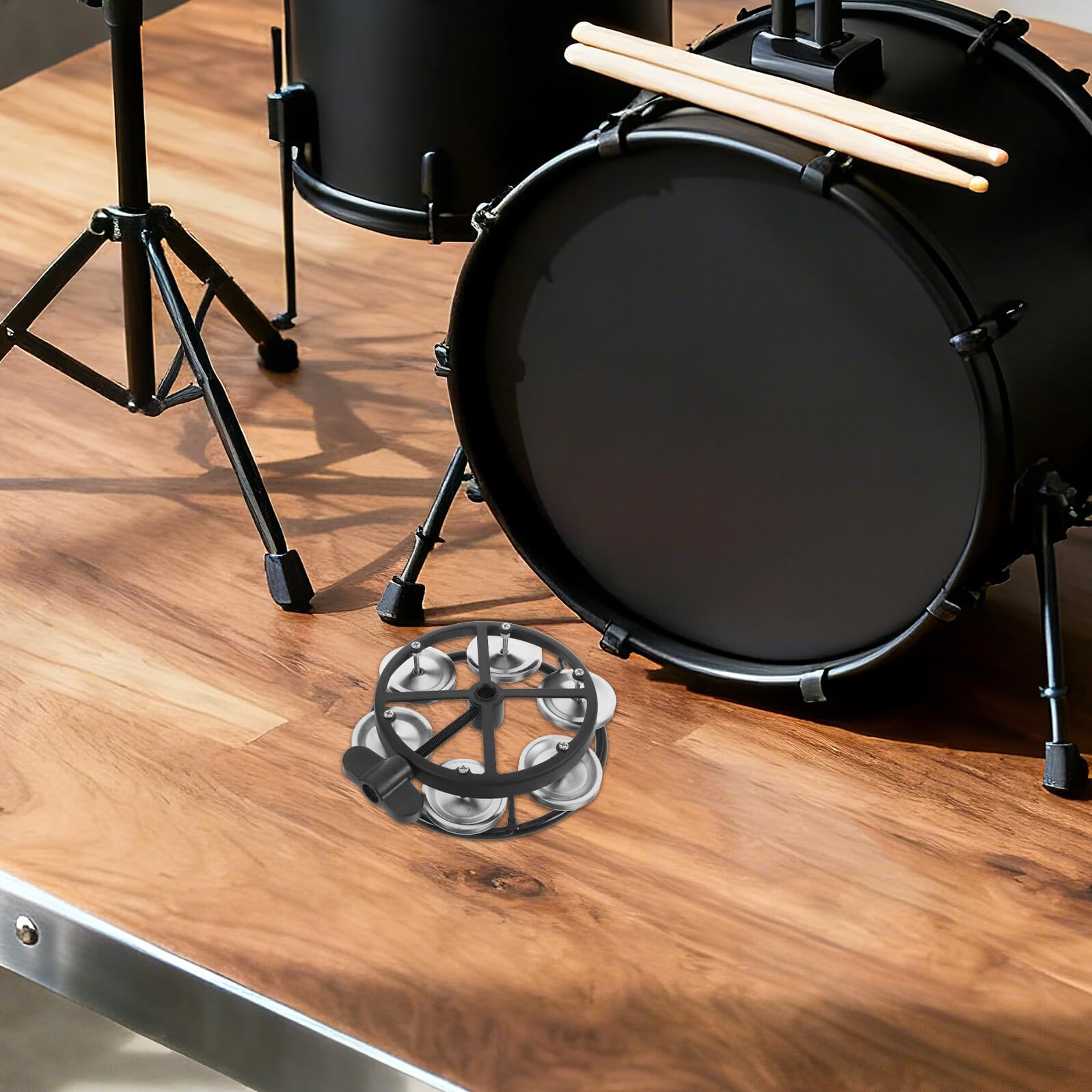 Ciieeo Pandereta de Hi-hat Montable con Campana de Doble Hilera y Perno de Montaje, Accesorio Ligero para Batería Profesional, Sonajero de Percusión para Uso en Escenarios y Conciertos