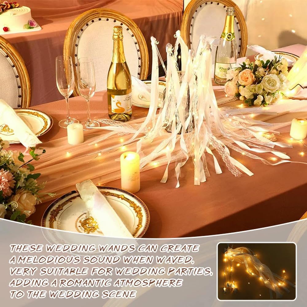 10-200 Uds varitas con Cinta Hada de Palos para Bodas Guirnalda de Luces LED con Campanas Que Brillan en la Oscuridad Palo de Encaje para Fiesta de cumpleaños de Boda