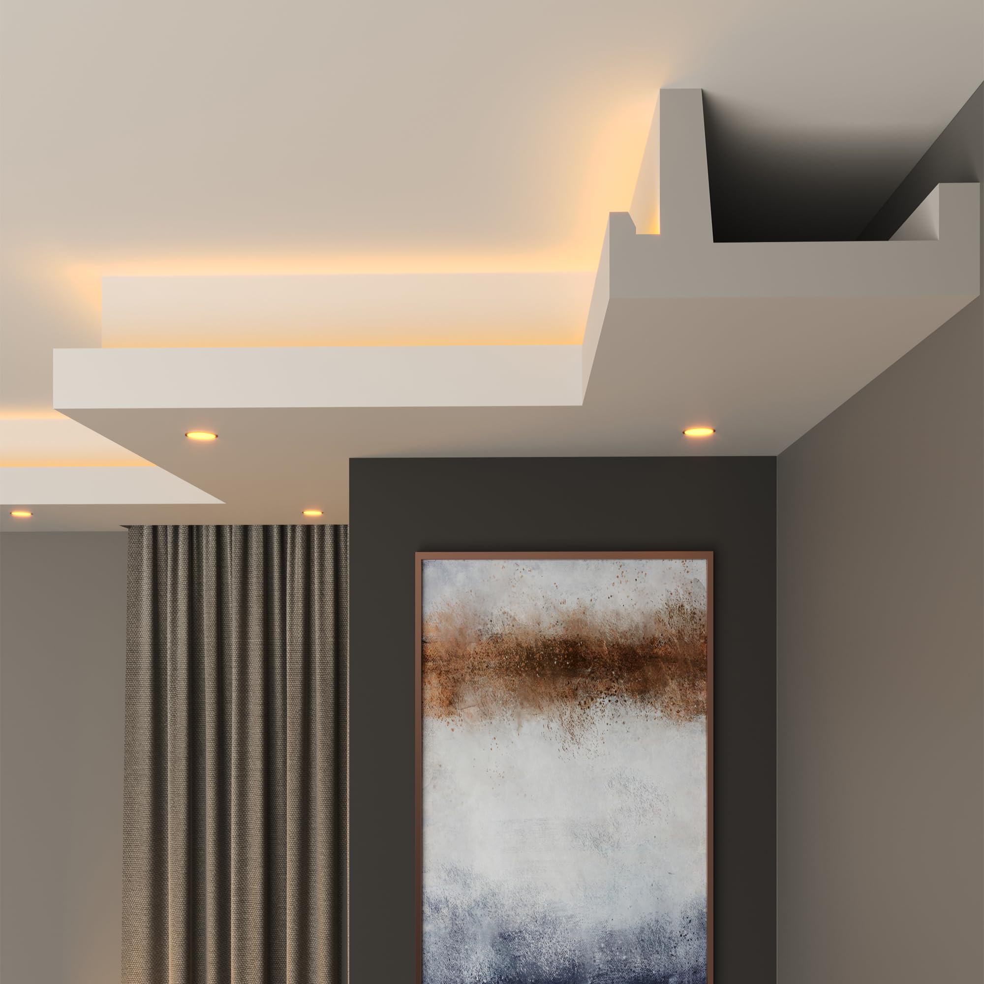 FAST DECOR Premium XPS LED Coving for Ceilings, Lightweight Decorative Cornice Moulding Trim, Paintable Finish, Easy DIY Installation, Cornice Coving, Ceiling Coving (CLS01, ExternalCorner 20cm)