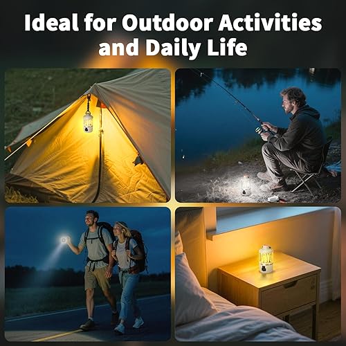 Miniatura 6 de Luvan Linterna de camping recargable, luz de campamento con 4 modos, linterna LED, impermeable, batería de 1500 mAh, linterna para campamento,